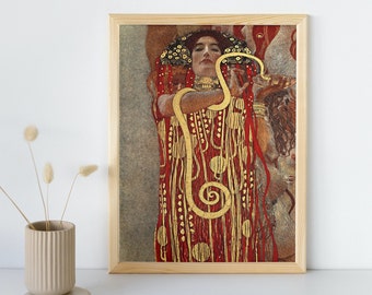 Hygieia Painting, Gustav Klimt, University of Vienna, Printable Wall Art, Famous Portrait Print, Classic Fine Art Poster, Instant Download
