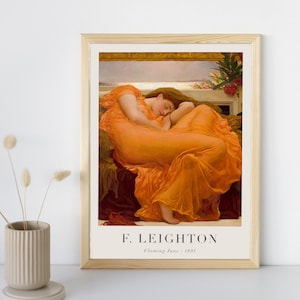 Flaming June Painting with Text, Frederic Leighton, Printable Wall Art Decor, Famous Portrait, Vintage Fine Art Poster, Instant Download