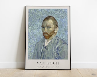 Pintura de autorretrato de Van Gogh, impresión de Vincent van Gogh, arte de pared de impresionismo imprimible, famoso cartel de arte impresionista, descarga digital
