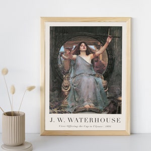 Circe Offering the Cup to Ulysses with Text, John William Waterhouse Printable Wall Art, Famous Portrait, Fine Art Decor, Instant Download