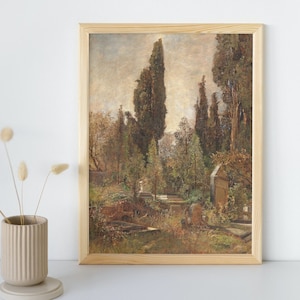 Vintage Landscape Painting, Printable Wall Art, Antique Moody Landscape Poster, Dark Moody Fine Art, Home Decor Print, Instant Download