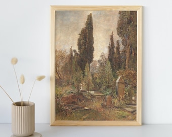 Vintage Landscape Painting, Printable Wall Art, Antique Moody Landscape Poster, Dark Moody Fine Art, Home Decor Print, Instant Download