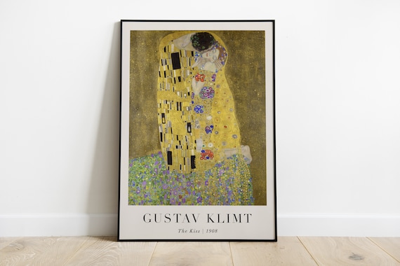 接吻 グスタフ・クリムト 「抱擁」アートポスター入り額 グスタフ・クリムト作「接吻」の文字入り絵画、印刷可能な壁掛けアート