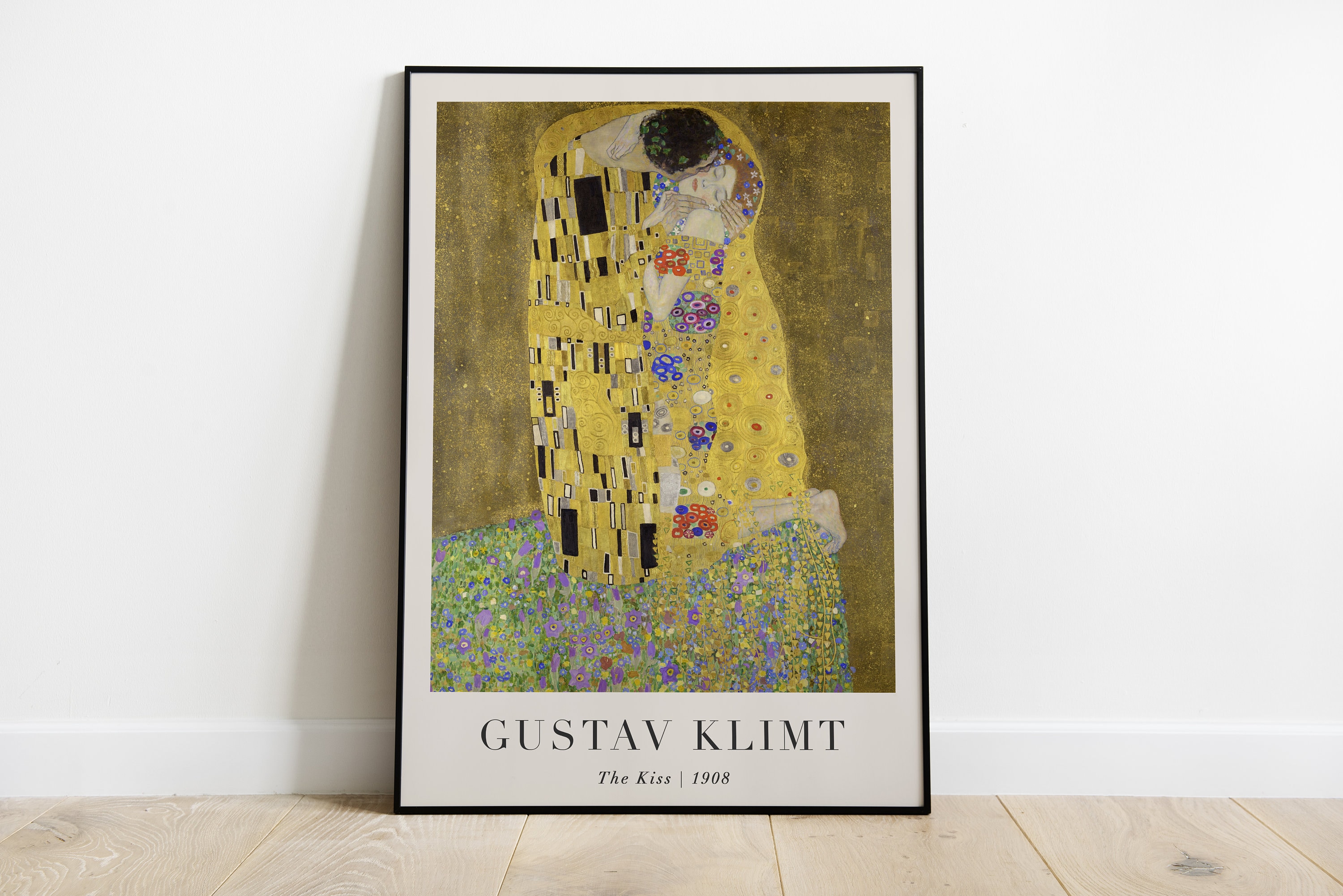 グスタフ・クリムト作「接吻」の文字入り絵画、印刷可能な壁掛けアート