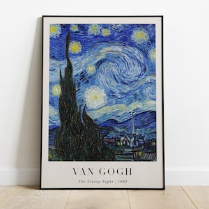 Sternennacht, Vincent van Gogh Druck, druckbare Impressionismus Wandkunst, berühmten impressionistischen Kunstplakat, digitaler Download