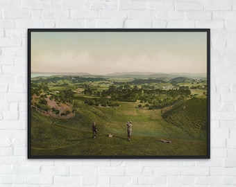 Vintage Golf Course Printable Art, Golf Landscape Art Print, Golf Fan Gifts, Retro Golf Wall Decor, Vintage Poster, Digital Download
