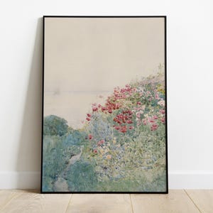 Vintage French Cottage Garden Art, Country Flower Landscape Painting, Antique Farmhouse Decor, Digital Printable Poster, French Wall Art