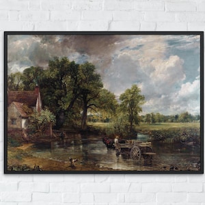 Vintage Country Landscape Print, Rustic Home Decor, Antique Oil Painting Poster, Downloadable Landscape Wall Art, Farmhouse Digital Artwork