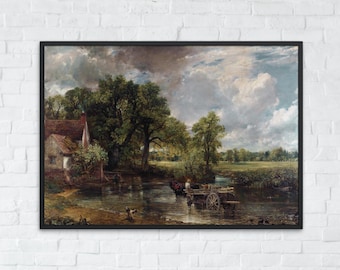 Vintage Country Landscape Print, Rustic Home Decor, Antique Oil Painting Poster, Downloadable Landscape Wall Art, Farmhouse Digital Artwork
