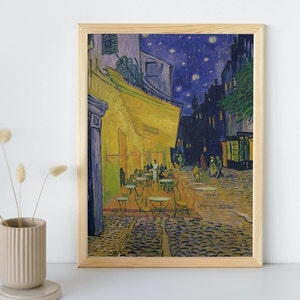 Café Terrasse bei Nacht Gemälde, Vincent van Gogh, druckbare Wandkunst, berühmte Porträt Druck, klassisches Fine Art Poster, Sofort Download