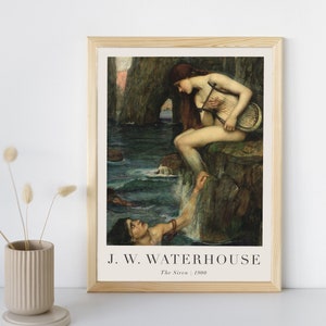 The Siren with Text, John William Waterhouse Printable Wall Art, Famous Portrait Print, Vintage Fine Art Poster, Home Decor Instant Download