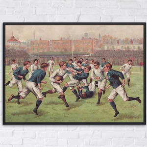 Vintage Football Poster Printable, Classic Sports Wall Art, Football Art Prints, Digital Football Print, Sports Room Decor Football Fan Gift