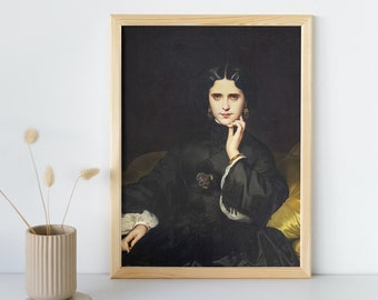 Vintage Woman Painting, Printable Wall Art, Victorian Moody Woman Portrait, Dark Fine Art Poster, Moody Home Decor Print, Instant Download