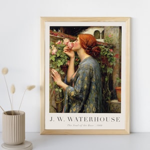 The Soul of the Rose with Text, John William Waterhouse Printable Wall Art, Famous Portrait Print, Fine Art, Home Decor, Instant Download