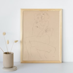 Paar umarmt (1911) Malerei, Egon Schiele, Berühmtheit Porträt Druck, Egon Schiele Wand Dekor, zum Drucken, sofortiger Download