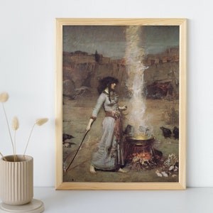 Magic Circle, John William Waterhouse Printable Wall Art, Famous Portrait Print, Classic Vintage Fine Art,  Home Decor, Instant Download