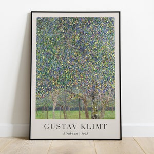 Birnbaum (Pear Tree) Painting with Text, Gustav Klimt, Printable Wall Art Decor, Famous Vintage Print, Fine Art Poster, Instant Download