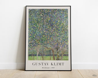 Birnbaum (Pear Tree) Painting with Text, Gustav Klimt, Printable Wall Art Decor, Famous Vintage Print, Fine Art Poster, Instant Download
