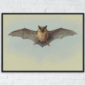 Vintage Bat Printable, Antique Halloween Wall Art, Spooky Dark Decor, Moody Bat Art Print, Gothic Digital Download, Creepy Wall Decor