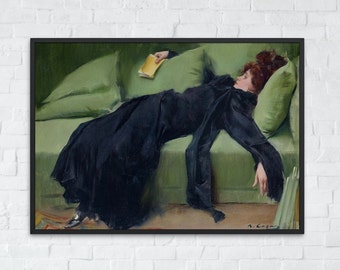 A Decadent Girl Painting, After the Dance Ramon Casas, Printable Wall Art Decor, Famous Landscape Print, Classic Fine Art, Digital Download