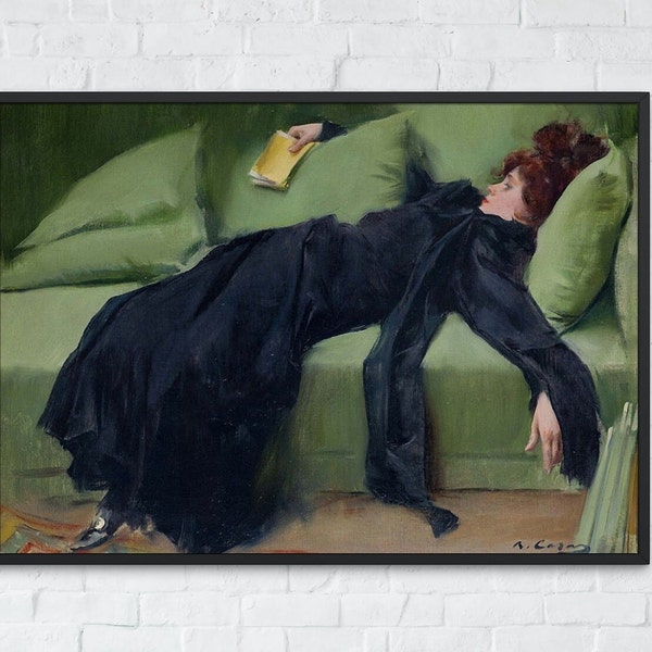 A Decadent Girl Painting, After the Dance Ramon Casas, Printable Wall Art Decor, Famous Landscape Print, Classic Fine Art, Instant Download