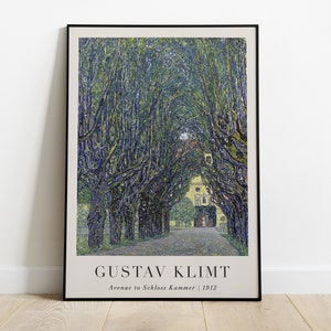 Avenue to Schloss Kammer Painting with Text, Gustav Klimt, Printable Wall Art Decor, Famous Vintage Print, Fine Art Poster, Instant Download