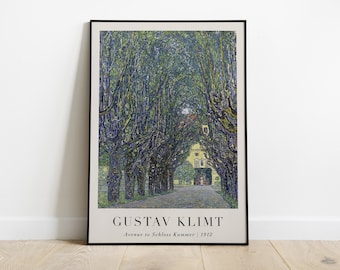 Avenue to Schloss Kammer Painting with Text, Gustav Klimt, Printable Wall Art Decor, Famous Vintage Print, Fine Art Poster, Instant Download