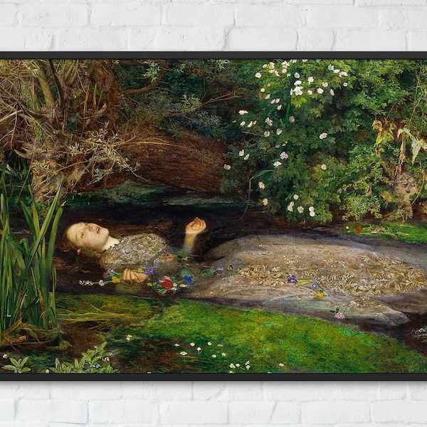 Ophelia Painting, Sir John Everett Millais, Printable Wall Art Decor, Famous Landscape Print, Classic Vintage Fine Art, Instant Download