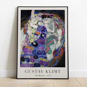 The Maiden Painting with Text, Gustav Klimt, Printable Wall Art, Famous Portrait Print, Classic Fine Art Poster, Home Decor Instant Download