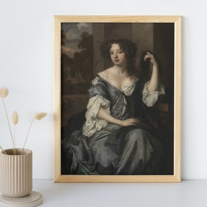 Vintage Frau Gemälde, druckbare Wandkunst, viktorianische schwermütige Frau Porträt, dunkel Fine Art Poster, schwermütige Wohnkultur Druck, Sofort Download