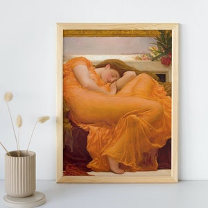 Flaming June Painting, Frederic Leighton, Printable Wall Art Decor, Famous Portrait Print, Vintage Classic Fine Art Poster, Instant Download