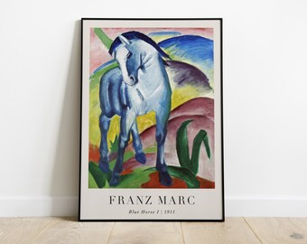フランツ・マルクの青い馬のアートプリント - 抽象表現主義の壁装飾