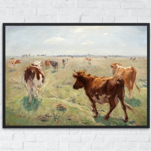 Vintage Farm Cow Printable Art, Country Farmhouse Wall Decor, Antique Animal Print, Rustic Farm Wall Art, Digital Cow Poster
