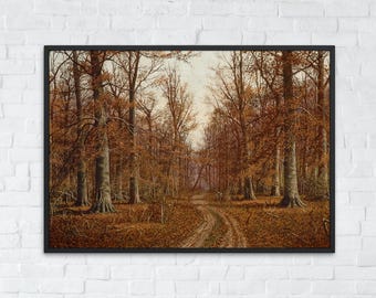 Herbst Landschaft druckbare Kunst, Herbst Natur Wandkunst, Vintage, warmen Ton Print, rustikale Herbst Dekoration, gemütliche Waldlandschaft digitaler Download