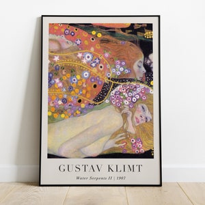 Water Serpents II Painting with Text, Gustav Klimt, Printable Wall Art Decor, Famous Landscape Print, Vintage Fine Art, Instant Download