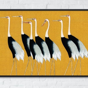 Ogata Korin Art, Yellow Crane Printable Wall Art, Famous Japanese Illustration Print, Ogata Korin Poster, Vintage Fine Art, Instant Download
