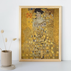 Adele Bloch-Bauer I (1907) Pintura de Gustav Klimt, Arte mural imprimible, Impresión de retrato famoso, Póster de bellas artes clásicas, Descarga instantánea