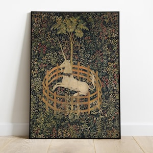 Medieval Unicorn Tapestry Print, Vintage Aesthetic Wall Art, Printable Unicorn Decor, Digital Tapestry Art Download, Unicorn Poster