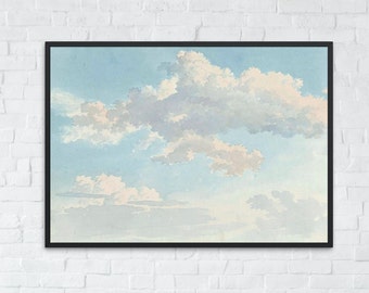Antique Nursery Wall Art Print, Classic Nursery Cloud Study Fine Art Prints, Retro Kids Room Art, Printable Digital Download