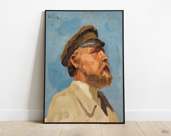 Kapitän Porträt, Vintage Malerei des Mannes, druckbare Wandkunst, vielseitiges Kunstwerk, digitaler Download, Nautisches Dekor Poster, Sofort Download