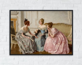 Vintage Victorian Women Wall Art Print, Regency Fine Art, Friendship Portrait, Classic Painting, Antique Prints, Printable Digital Download
