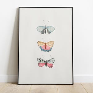 Vintage Butterfly Illustration, Monarch Butterfly Art Print, Boho Nursery Decor, Printable Wall Art, Digital Nature Poster, Insect Artwork