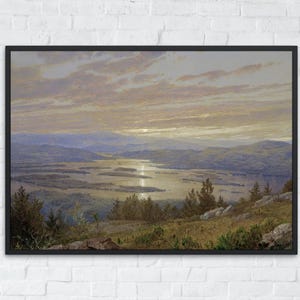 Vintage Mountain Landscape Print, Antique Lake Painting, Printable French Wall Art, Digital Mountain Landscape Poster, Instant Download