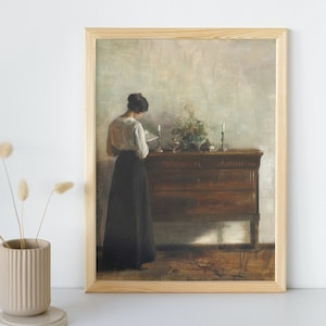 Vintage Woman Oil Painting, Printable Wall Art, Victorian Woman Portrait, Fine Art Poster, Moody Home Decor Print, Instant Download