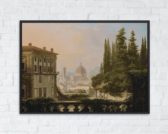 Vintage Italy Printable Art, Florence Oil Painting, Antique Italian Decor, Digital Wall Art, Printable Vintage Italy Landscape Poster