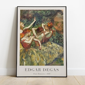 Four Dancers Painting with Text, Edgar Degas, Printable Wall Art Decor, Famous Portrait Print, Classic Fine Art, Instant Download