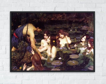 Hylas and the Nymphs Painting, John William Waterhouse, Printable Wall Art Decor, Famous Landscape Print, Classic Fine Art, Instant Download