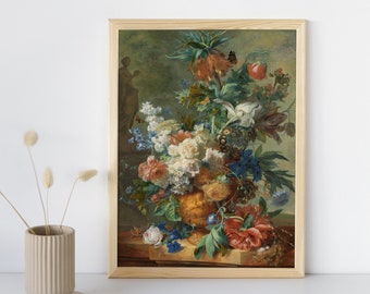 Stimmungsvolle Blume Wand Kunst Druck, Vintage Fine Art, dunkle Blume in Vase Drucke, Stillleben Blumen, klassische Wand-Dekor, printable digitaler Download