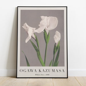 Ogawa Kazumasa Print, White Iris, Printable Floral Wall Art, Famous Japanese Flower Prints, Vintage Exhibition Art Decor, Digital Download