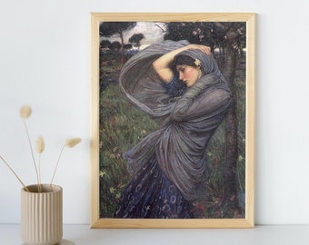 Boreas, John William Waterhouse Printable Wall Art, Famous Portrait Print, Classic Vintage Fine Art Poster, Home Decor, Instant Download